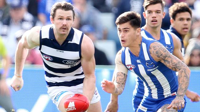 An injury-free Patrick Dangerfield is a dangerous proposition for opposition teams. Picture: Michael Klein