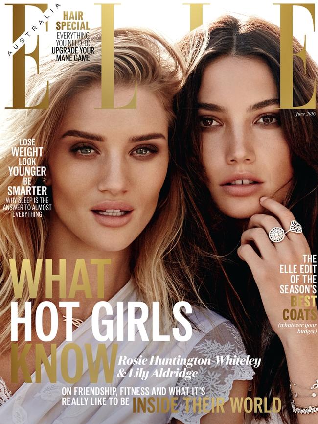 Rosie Huntington-Whitely and Lily Aldridge on the cover of Elle