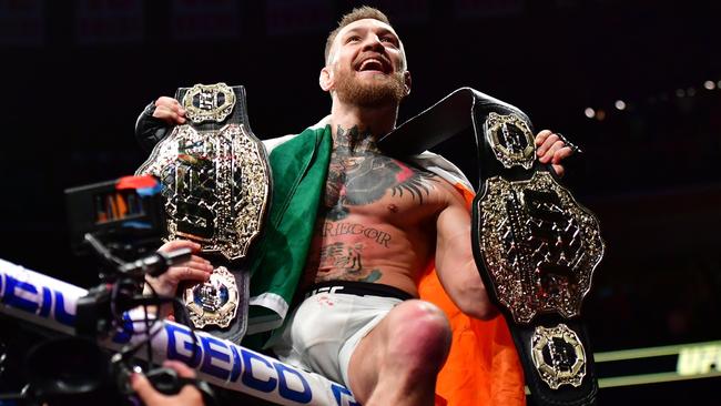 Conor McGregor coined the term "champ champ" when he stopped Eddie Alvarez to become the simultaneous UFC featherweight and lightweight champion in November 2016.