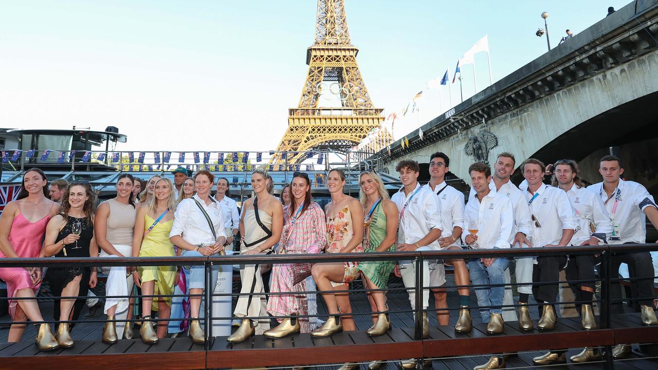 Olympic athletes aboard the Ducasse dur Seine. Picture: Adam Head