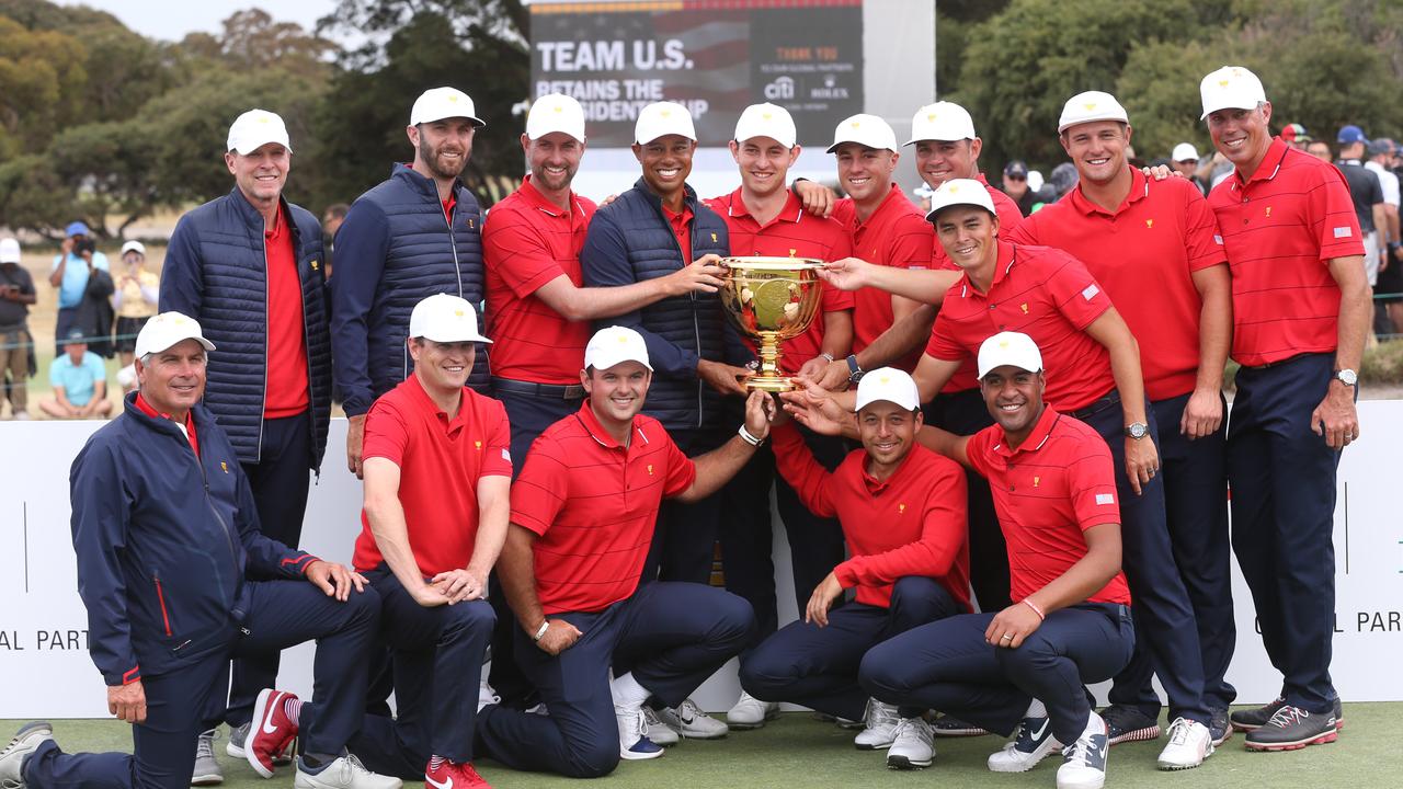 The United States, led by Tiger Woods, with the Presidents Cup in 2019 — how times have changed.