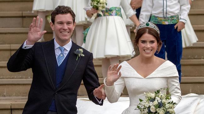 Jack Brooksbank and Eugenie’s son August was added to the Line of Succession more quickly than Lili who’s higher ranking. Picture: Steve Parsons / POOL / AFP.