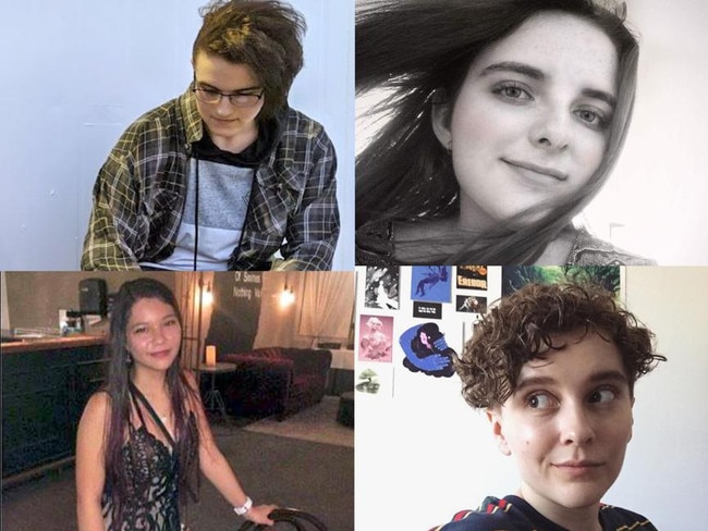 The four young adults killed in a horror Gold Coast Hinterland crash at the weekend, clockwise from top left, are Lochlan Parker, Courtney Smith, Kirsten Van Gorp and Katrina McKeough.