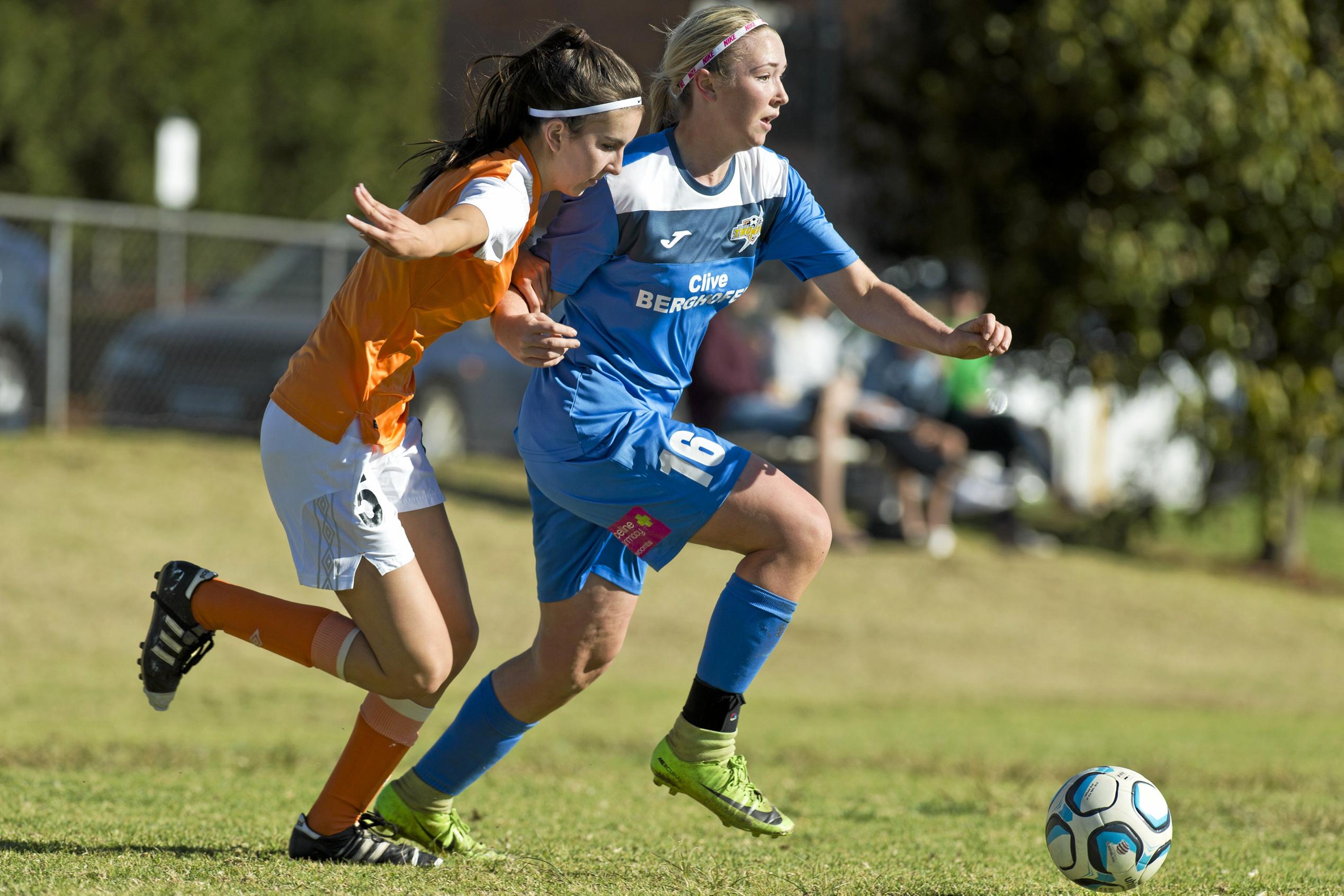 Chloe Hutton for South West Queensland Thunder against BRFC/NTC in NPL Queensland women round 25 football at Highfields FC, Saturday, August 18, 2018. Picture: Kevin Farmer