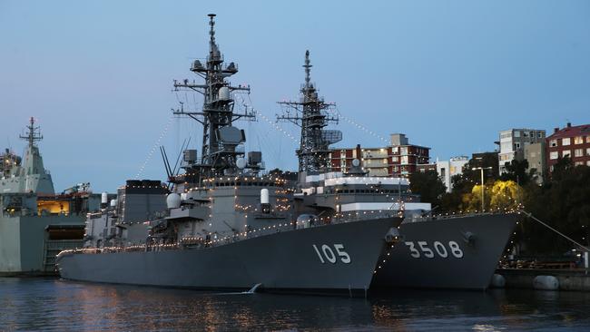 Japanese and Australian Navy Ships docked at Garden Island Woolloomooloo in 2019. Picture: Jane Dempster