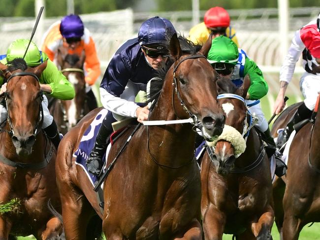 MELBOURNE, AUSTRALIA - MARCH 25: Ben Melham riding What You Need winning Race 6, the Sunlight Classic,  during Melbourne Racing at Flemington Racecourse on March 25, 2023 in Melbourne, Australia. (Photo by Vince Caligiuri/Getty Images)