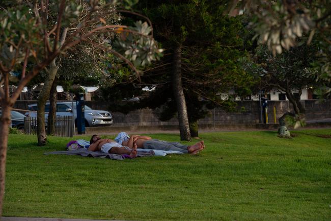 Exhausted after a massive night in Bondi. Picture: Monique Harmer