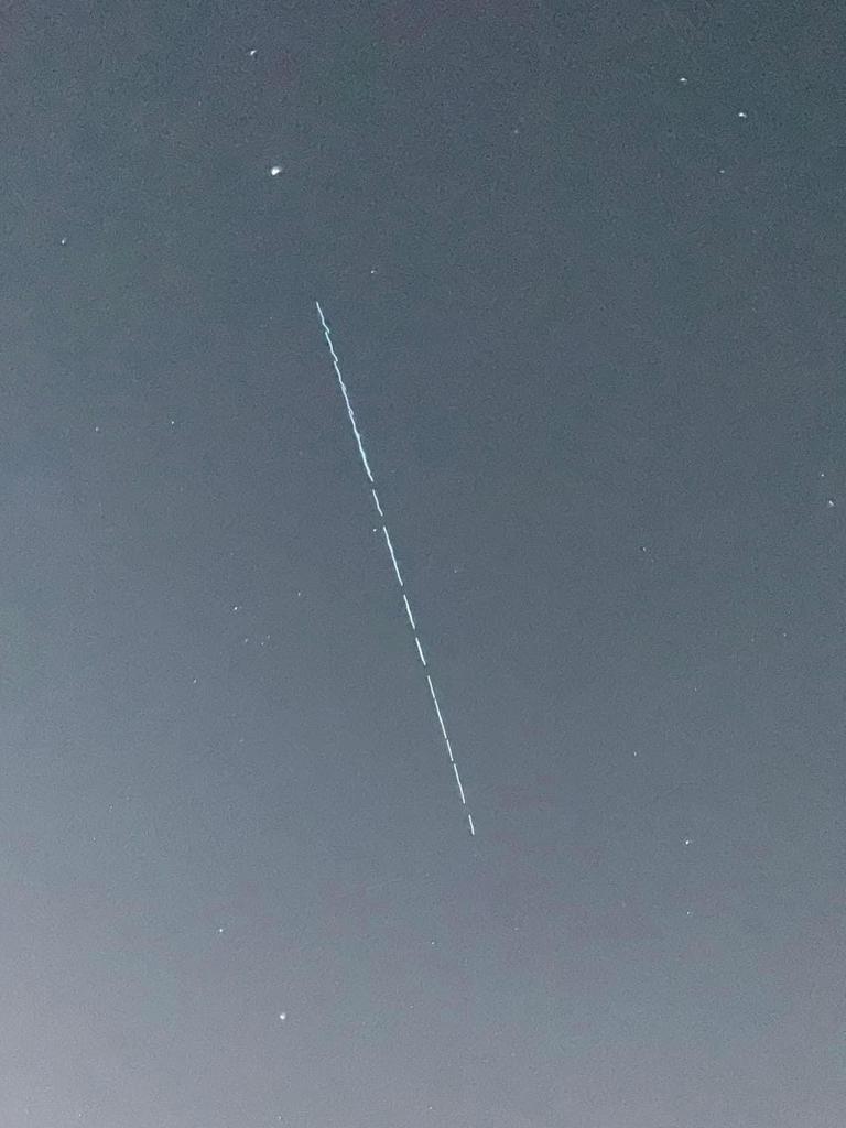 The Starlink satellite train spotted throughout Victoria overnight. Picture: Facebook.