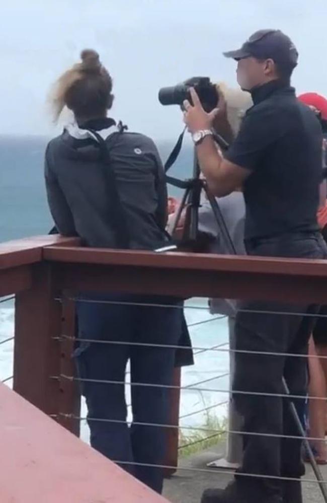 Officers from Marine Safety Queensland seen filming PWC drivers breaking the law at Kirra during large swell as a result of TC Oma. Picture: 18 Seconds Magazine.