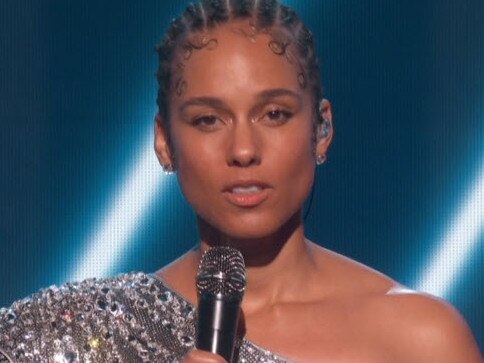 Alicia Keys opens the Grammys.