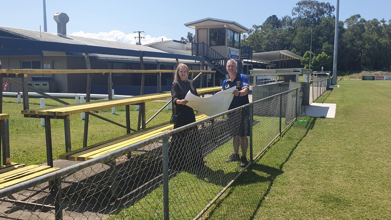 Member for Noosa Sandy Bolton with Noosa Pirates general manager Brett Winkler.