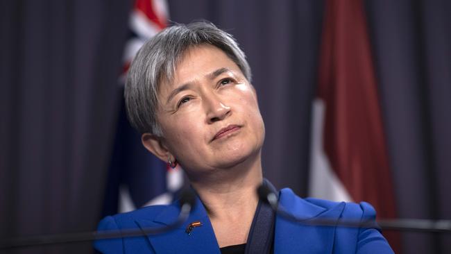 The Minister for Foreign Affairs, Senator Penny Wong during a press conference in Parliament House in Canberra. Picture: NCA NewsWire / Gary Ramage