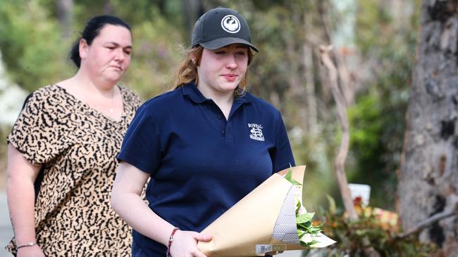 Ellie Mount visited the site on Wednesday after losing two of her best friends in the crash at Buxton, in Sydney’s southwest. Picture: NCA Newswire /Gaye Gerard