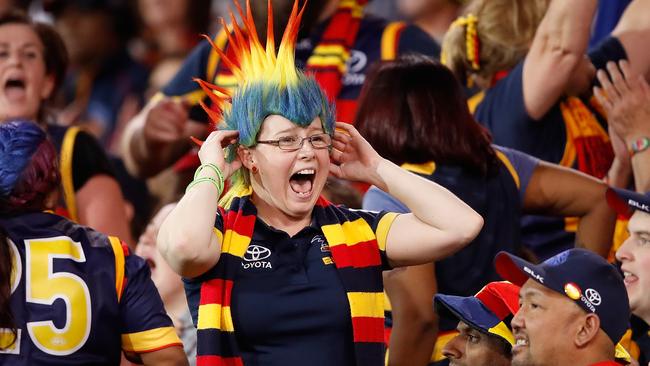 Crows fans celebrate making it through to the Grand Final. Picture: Getty Images