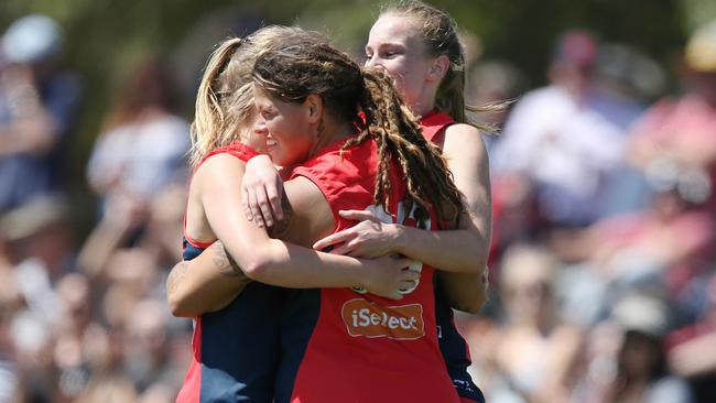 Richelle Cranston celebrates kicking the winning goal. Picture: Wayne Ludbey