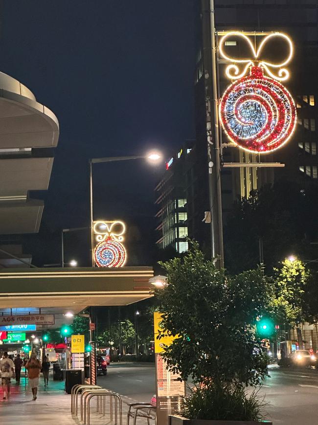 Adelaide City Council has updated some of its Christmas decorations since last year's were slammed as "drab". Picture: Adelaide City Council