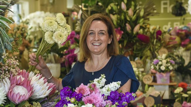 Bay Junction Florist owner Amanda Sim has been thrilled at the amount of foot traffic on Jetty Rd during the coronavirus pandemic. Picture: Roy VanDerVegt