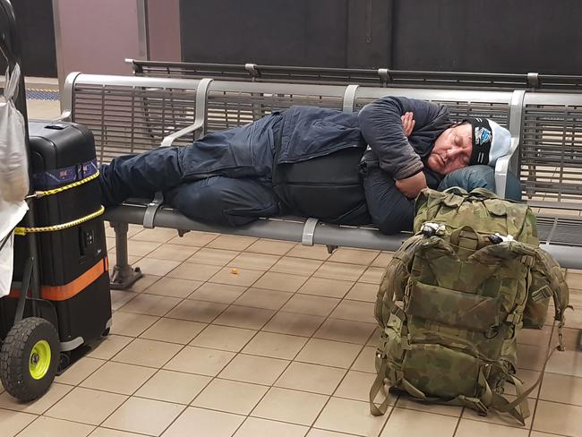 Homeless man David opts to sleep on an underground platform at Central Station.