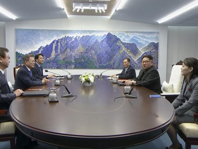 Kim Yo-jong, the sister of Kim Jong-un attended the high level talks with the South. Picture: South Korea Host Broadcast/AP