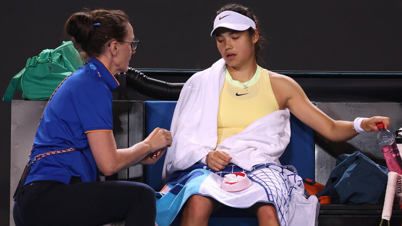 In her first Grand Slam back in a year, Emma Raducanu grappled with illness in her second round match. Picture: Julian Finney/Getty Images