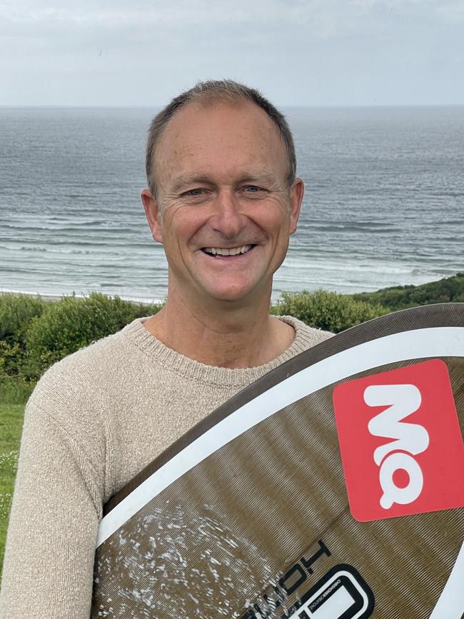 Surfer Chris Homer caused a political splash in becoming the new Independent mayor of Shellharbour City Council at the 2021 elections. Killalea State Park, Shell Cove, NSW. Picture: Dylan Arvela