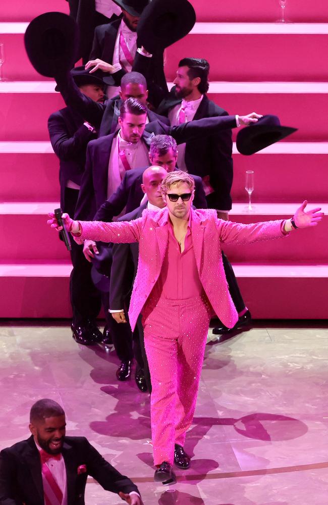 Ryan Gosling had the crowd in awe with his performance of 'I'm Just Ken'. Picture: AFP/Getty Images