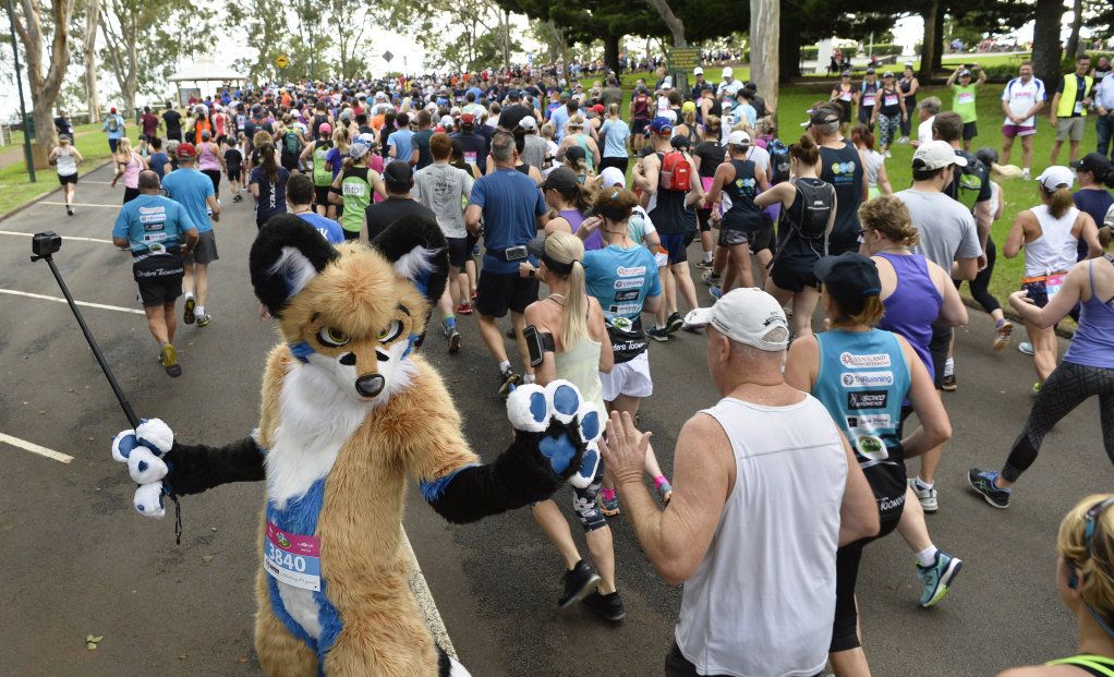The 10km runners start off in Peak2Park 2018, Sunday, March 4, 2018. Picture: Kevin Farmer