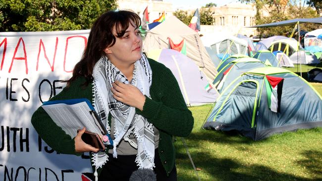 Ella Gutteridge from the Students for Palestine encampment. Picture: David Clark
