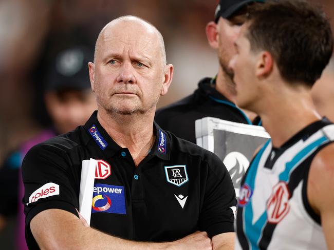 Ken Hinkley is under pressure after a Round 1 loss. Picture: Michael Willson/AFL Photos via Getty Images.