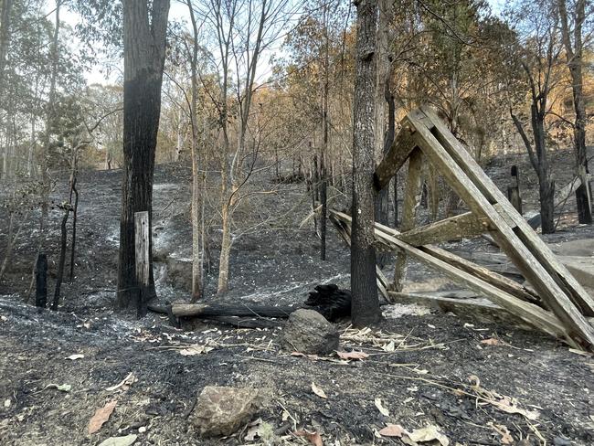 The aftermath of a fire that tore through Tuchekoi in the Mary Valley threatening and destroying properties along its way. Picture: Christine Schindler