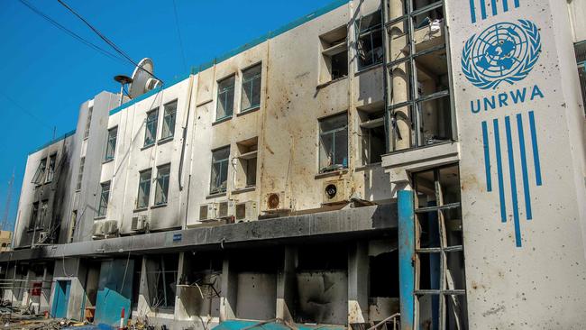 The damaged Gaza City headquarters of the United Nations Relief and Works Agency for Palestine Refugees (UNRWA) on February 15. Picture: AFP