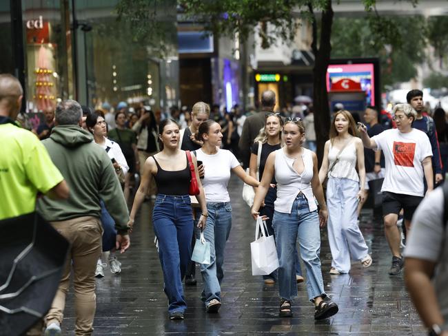 WEEKEND TELEGRAPH 29TH NOVEMBER 2024Pictured are people walking through Pitt Street Mall in Sydney during the Black Friday Sales.Picture: Richard Dobson