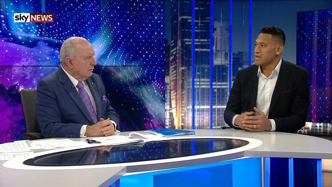 Israel Folau speaks to Alan Jones on Sky News last night.