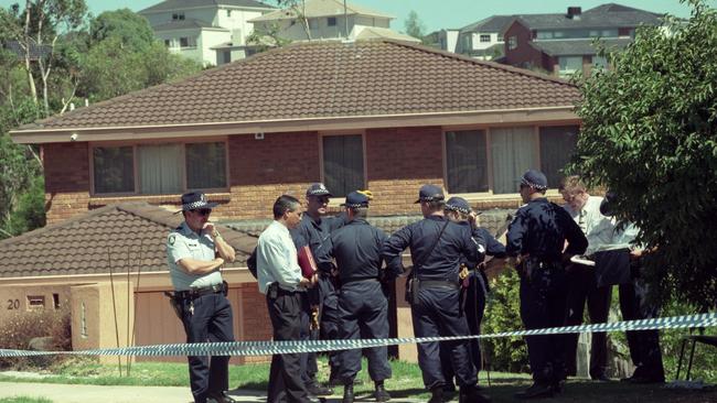 Police at the scene of Alphonse Gangitano’s shooting.