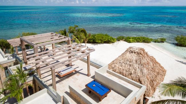 You can soak up the sun on the island’s roof terrace and there’s also an outside pool table to enjoy. Picture: Media Drum World
