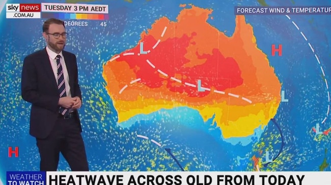 A heatwave will move across the country this week. Picture: Sky Weather