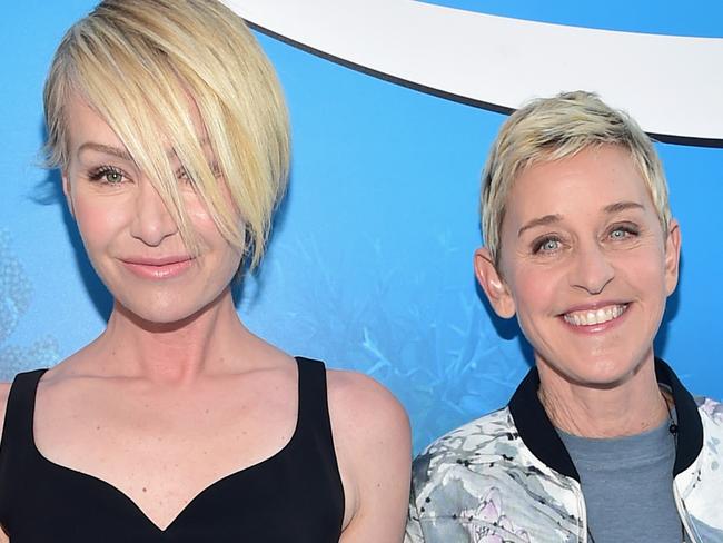 HOLLYWOOD, CA - JUNE 08: Actresses Portia de Rossi (L) and Ellen DeGeneres attend The World Premiere of Disney-PixarÂ’s FINDING DORY on Wednesday, June 8, 2016 in Hollywood, California. (Photo by Alberto E. Rodriguez/Getty Images for Disney)