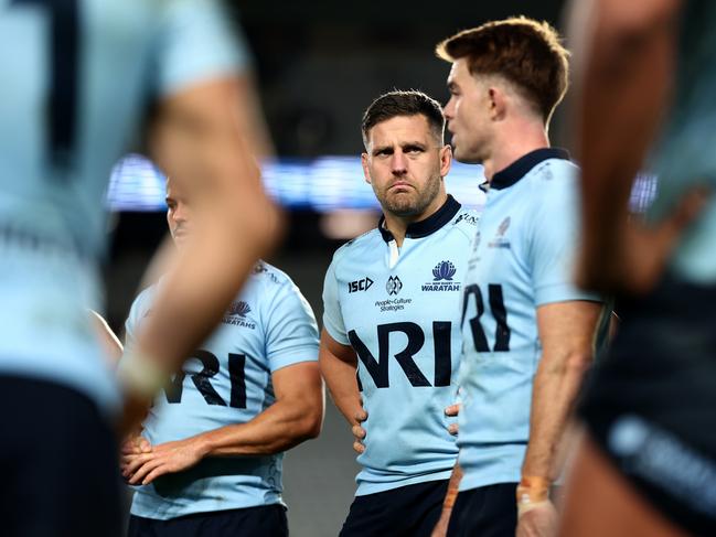 AUCKLAND, NEW ZEALAND - MAY 31: Dave Porecki of the Waratahs looks on after losing the the round 16 Super Rugby Pacific match between Blues and NSW Waratahs at Eden Park, on May 31, 2025, in Auckland, New Zealand. (Photo by Phil Walter/Getty Images)