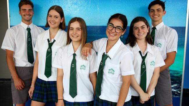 Cronulla High School students (left to right) Maxime Rayer, Elizabeth Smith, Maya Berrecloth, Hayat Yassine, Elvie Howell and Callum Payne. Picture: Toby Zerna