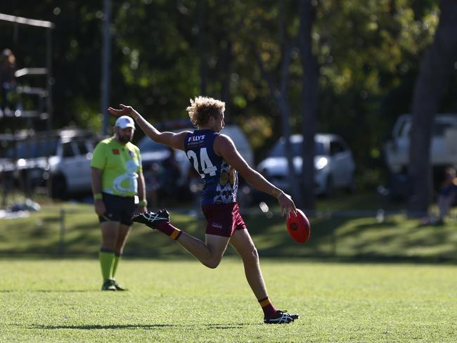 Jackson Calder kicked five goals in the grand final for the Cairns City Lions. Picture: Harry Murtough