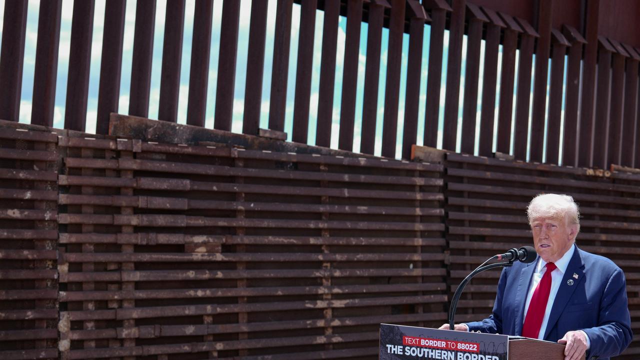 Trump speaks about immigration and border security near the Mexico–United States border. Picture: Olivier Touron/AFP