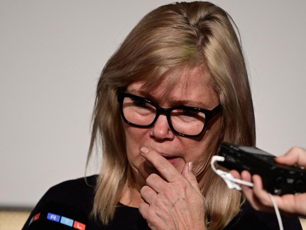 The mayor of Magdeburg Simone Borris sheds a tear as she address media after a car crashed into a crowd at a Christmas market injuring more than 60 people, on December 20, 2024. Picture: John MACDOUGALL / AFP