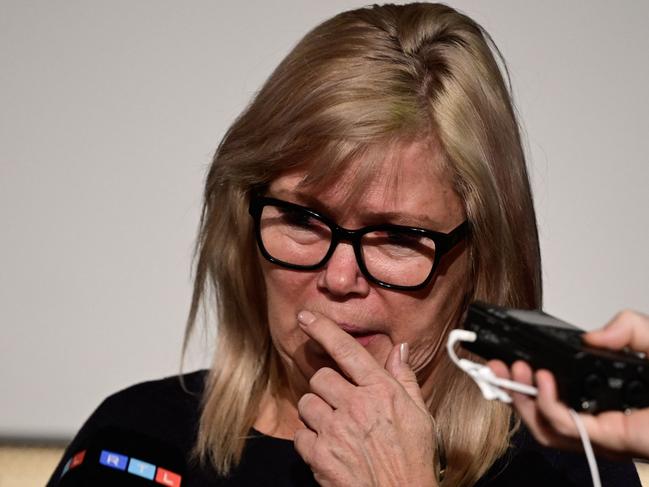 The mayor of Magdeburg Simone Borris sheds a tear as she address media after a car crashed into a crowd at a Christmas market injuring more than 60 people, on December 20, 2024. Picture: John MACDOUGALL / AFP