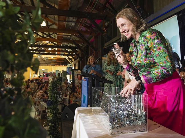 Lesley Stein selects what will be the runners up diamond of Hogans Family Jewellers Diamond Draw at the Ladies Diamond Luncheon hosted by Toowoomba Hospital Foundation at The Goods Shed, Friday, October 11, 2024. Picture: Kevin Farmer