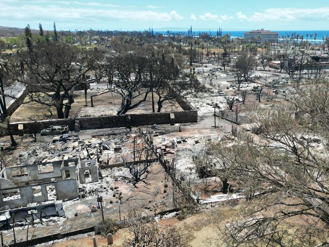 This aerial photo shows destroyed buildings and homes in the aftermath of the wildfire in Lahaina, western Maui. Picture: AFP