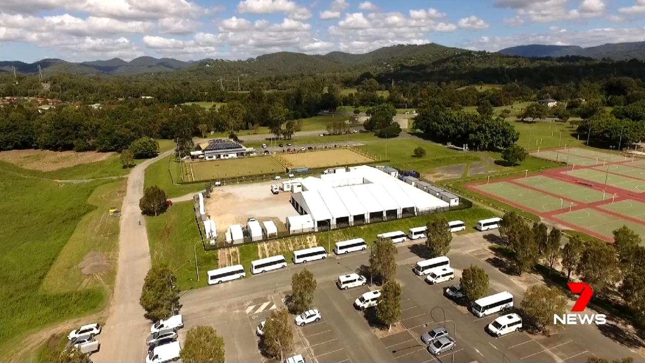 Machinery captured carving out a film location off Little Nerang Rd in Mudgeeraba for Ron Howard’s Thirteen Lives production. Pictures: Channel 7