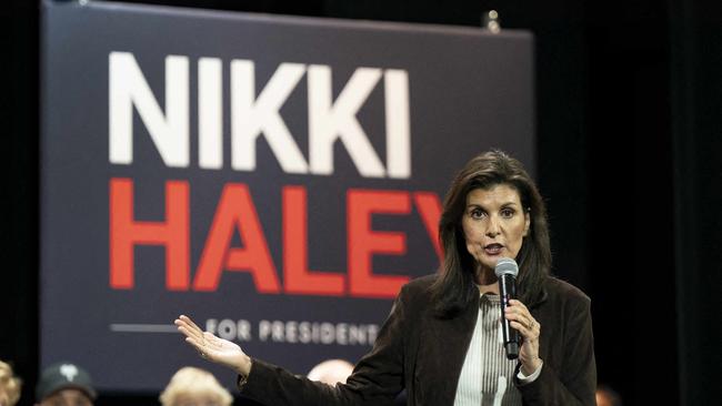 US Republican presidential hopeful Nikki Haley speaks at a rally in South Carolina. Picture: AFP.