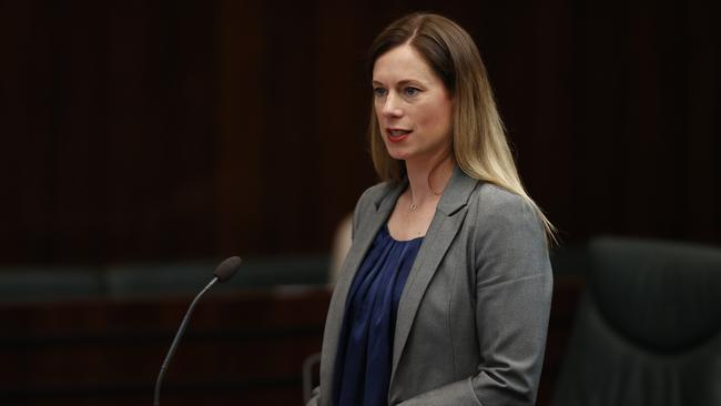 Labor leader Rebecca White in state parliament. Picture: Zak Simmonds