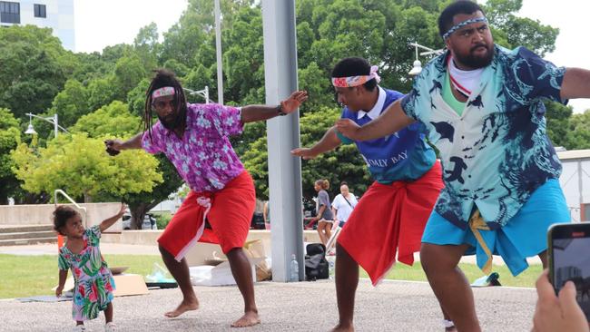 Torres Strait and South Sea Islander traditional dance group perform at Bluewater Quay