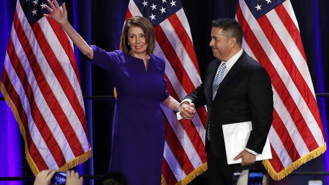 House Democratic Leader Nancy Pelosi with DCCC Chair Ben Ray Luján. Picture: AP